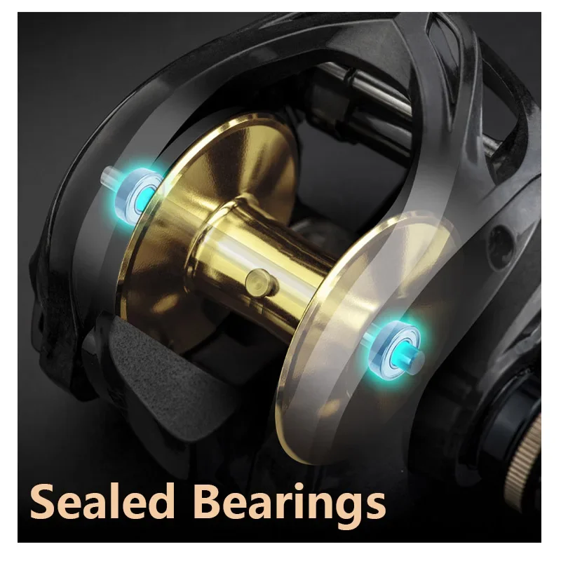 Carrete de pesca de mar Baitcast 6 + 1 BB cuerpo de carbono arrastre máximo 16kg señuelo agitar lente Baitcaster rueda carrete de Metal para agua dulce al aire libre - imagen 3