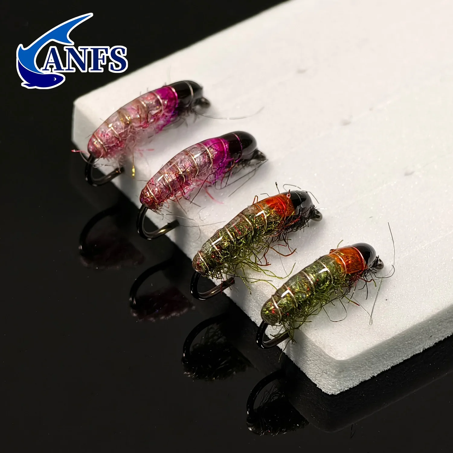 ANFS 4pcs/8pcs Colores surtidos Señuelos de pesca con mosca Premium Checa Ninfas y Scud - Ideal para trucha, lubina, Bluegill en agua dulce - imagen 5