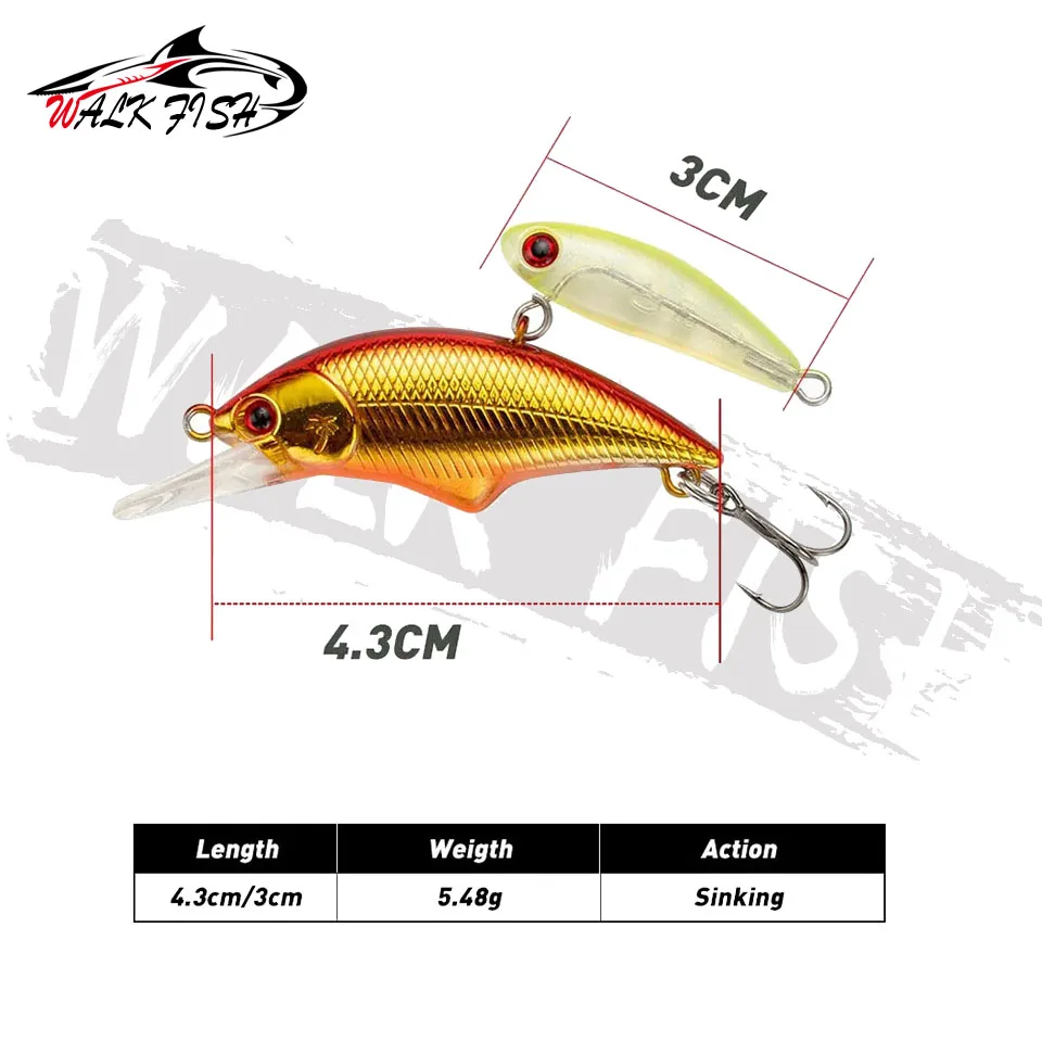 WALK FISH-señuelo de pesca que se hunde, 42mm, 5,6g, cebo Artificial Isca para lubina, perca, Lucio, trucha, buena calidad - imagen 2