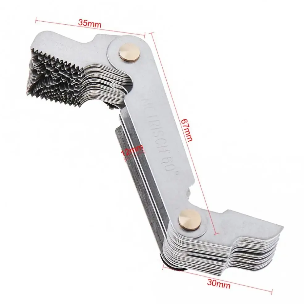 Escala de paso de acero inoxidable de 58 piezas, herramienta de medición de alta precisión, inserto de calibre de tornillo de EE. UU. + pulgada métrica, muestras de rosca de una pieza - imagen 4