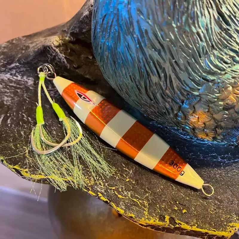 AOCLU-Plantilla de Metal lenta con forma de sardina, 300g, 400g, 500g, brillo UV luminoso, sin anzuelos, cebo duro, señuelo para pesca de lubina en barco - imagen 5