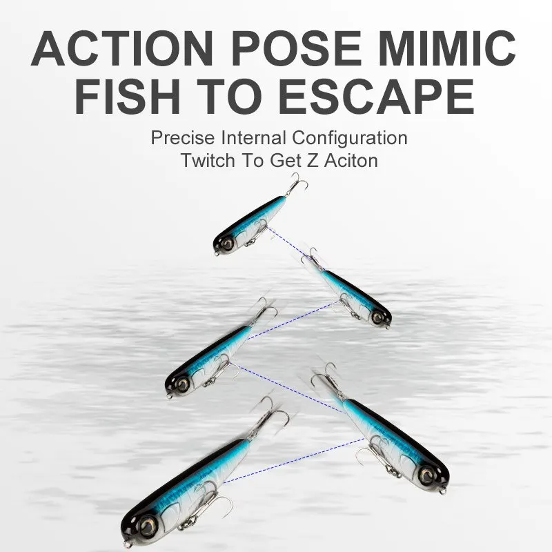 HOPOPEN-Señuelos de pesca flotantes, superficie de agua superior con lápiz de 95mm, cebos duros para agua salada, para caminar con perros, lubina, Wobblers - imagen 5