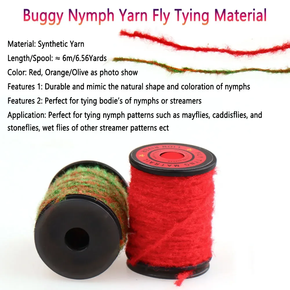 Bimoo 1/2 carretes Buggy Ninfa hilo Mayfly Caddisfly Stonefly Wet Ninfa Streamer cuerpo mosca atado Material trucha Señuelos de pesca - imagen 3
