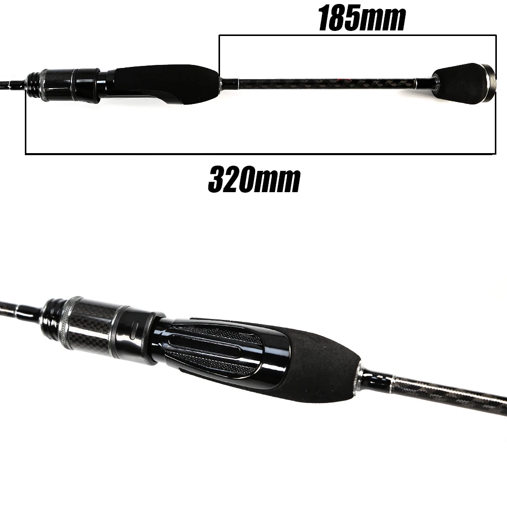 Esta caña de pescar presenta un diseño elegante con una longitud de 320 mm y una longitud de mango de 185 mm perfecta para la fundición de precisión