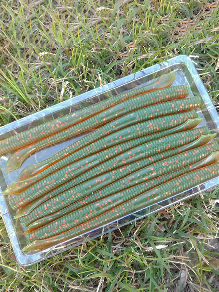 ESFISHING-señuelo de gusano de alta calidad, 100mm de corte para pesca de truchas y luccio en el lago del río - imagen 3