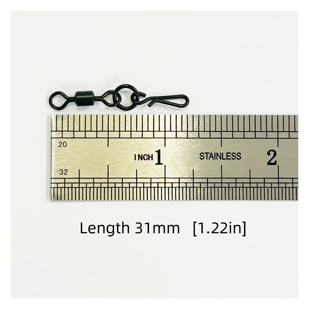 50 Uds. Giratorio de pesca negro mate con cambio rápido Snap aparejos de pesca de carpa anzuelos de pesca aparejos de conector