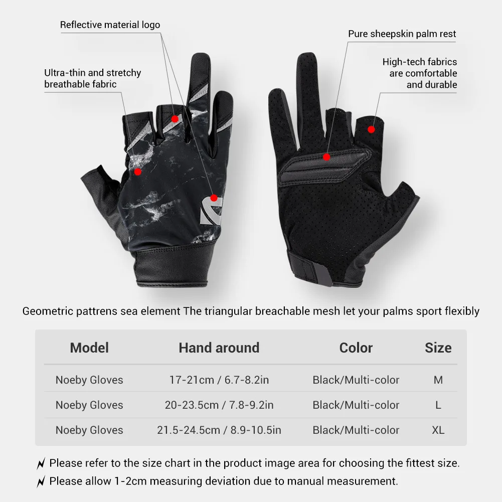 Noeby guantes de pesca de medio dedo UPF50 + protección solar UV de secado rápido antideslizante ultrafino para kayak al aire libre guantes para deportes de pesca - imagen 2
