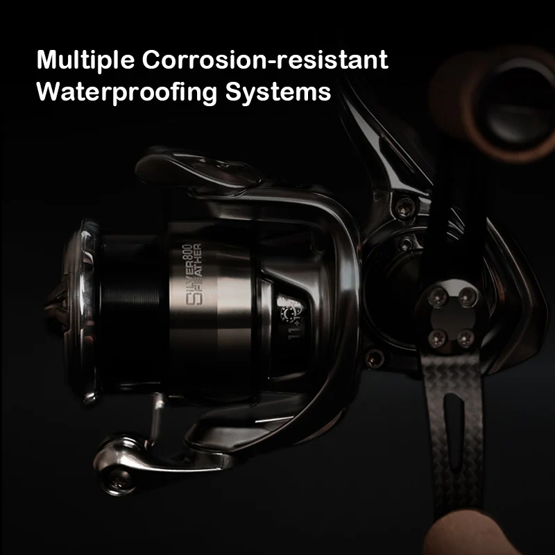 PURELURE-carrete de pesca giratorio de carbono ultraligero, pluma de plata 6,2: 1, carrete de señuelo poco profundo para juego ligero Ajing, 800 - imagen 5