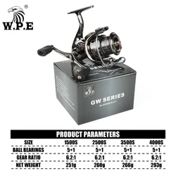 W.P.E GW Carrete Spinning - Metal, 5+1 rodamientos, alta velocidad