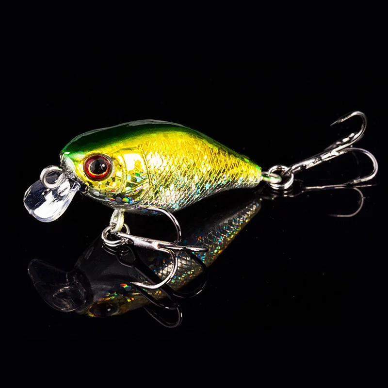 Señuelo de pesca con manivela Wobbler flotante, 4,5 cm, 4g, Minnow Topwater, cebo duro artificial, Crankbait para lubina, anzuelos triples, 1 ud.