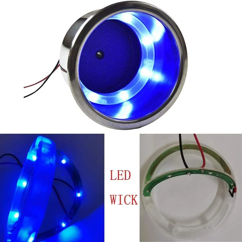Portavasos de acero inoxidable con 2 piezas, soporte para bebidas, 12V, LED, inserto para yate marino/RV - imagen 5