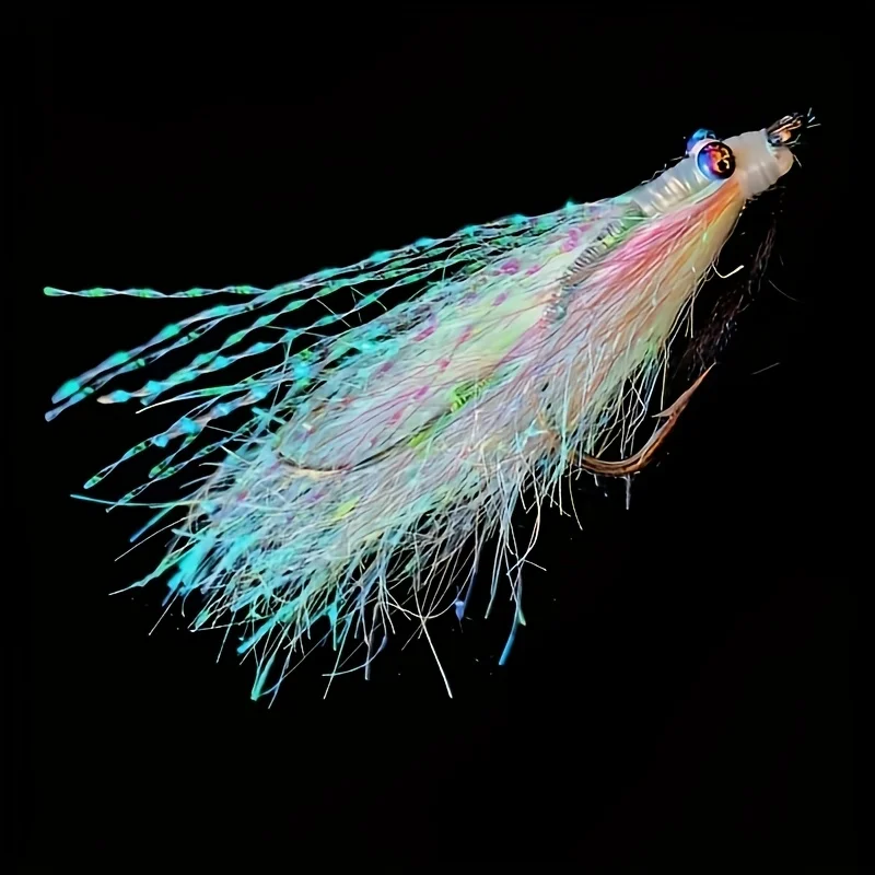 5 uds Charlie gancho doble seda de hielo Charlie Fly Hook Luria cebo falso lanzador de asistencia con boca afilada, punta verde, rojo - imagen 5