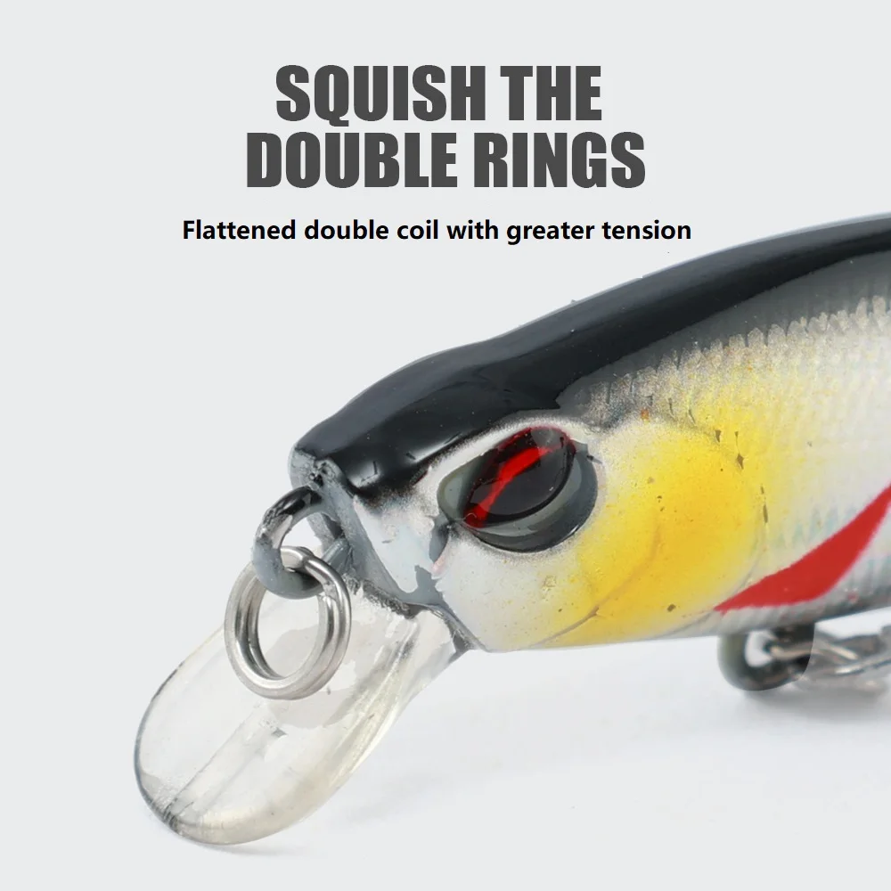 Señuelo de Pesca de Minnow que se hunde, cebo duro de tiburón blanco pequeño con anzuelo triple, plantilla Wobbler, aparejos de Pesca de lubina, 55mm/5g, 1 piezas - imagen 4