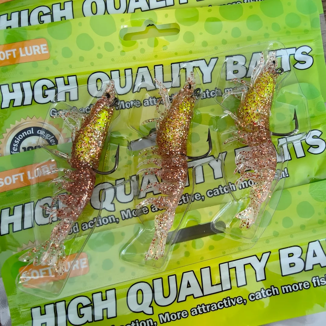 3 unids/bolsa 7,5 cm/7,4g 9cm/11,9g Artificial TPE camarón señuelo de pesca suave cebo luminoso para actividades de pesca - imagen 4