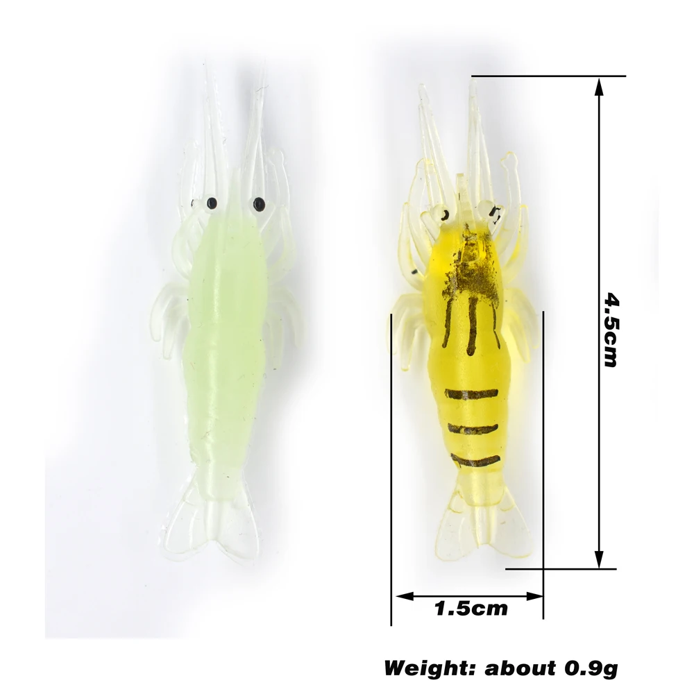 MNFT 10 Piezas de Señuelos de Pesca de Camarón Luminosos de Silicona, Cebo Artificial de Camarón Suave con Anzuelos, Señuelo de Pesca para Carpas - imagen 3