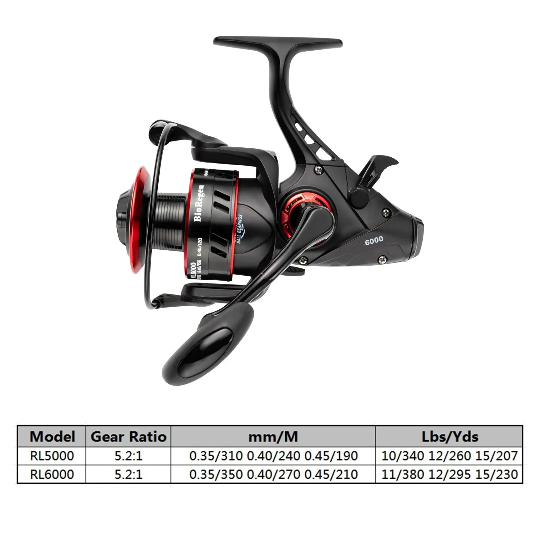 Carrete de pesca giratorio para agua dulce y salada, accesorio de fundición suave de doble freno para carpa, tamaño 5000, 6000 - imagen 3