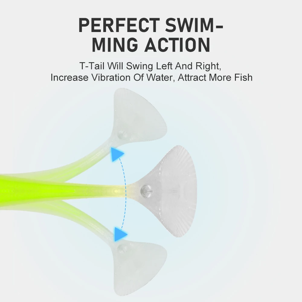 Kingdom-cebo suave con cabeza de plomo, 120mm, 38g, SwimBait que se hunde, señuelo de pesca de mar, cola en T, cebo Artificial de PVC para pesca de lubina y atún - imagen 5