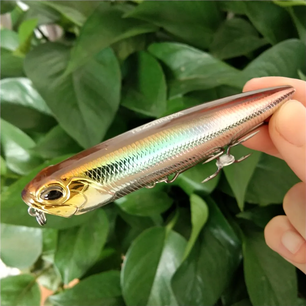 Señuelo de pesca Topwater de 4 piezas, lápiz flotante dw59, 85mm, 10,5g, 110mm, 20,5g, dw58, cebo Articial para lubina, señuelo de cabeza de serpiente - imagen 3
