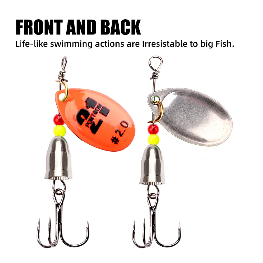 FISH KING 1 Uds 6,0 CM 6,5 CM Spinner cuchara señuelo de pesca Spinner cebo cuchara pesca lubina señuelo con anzuelo triple aparejos de alta calidad - imagen 5