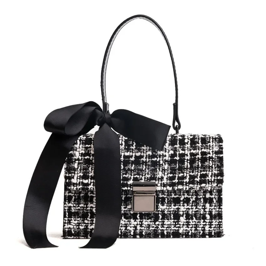 Bolso cuadrado pequeño de mano con lazo para ir al trabajo, bandolera cruzada de un solo hombro a la moda, Retro, a la moda - imagen 2