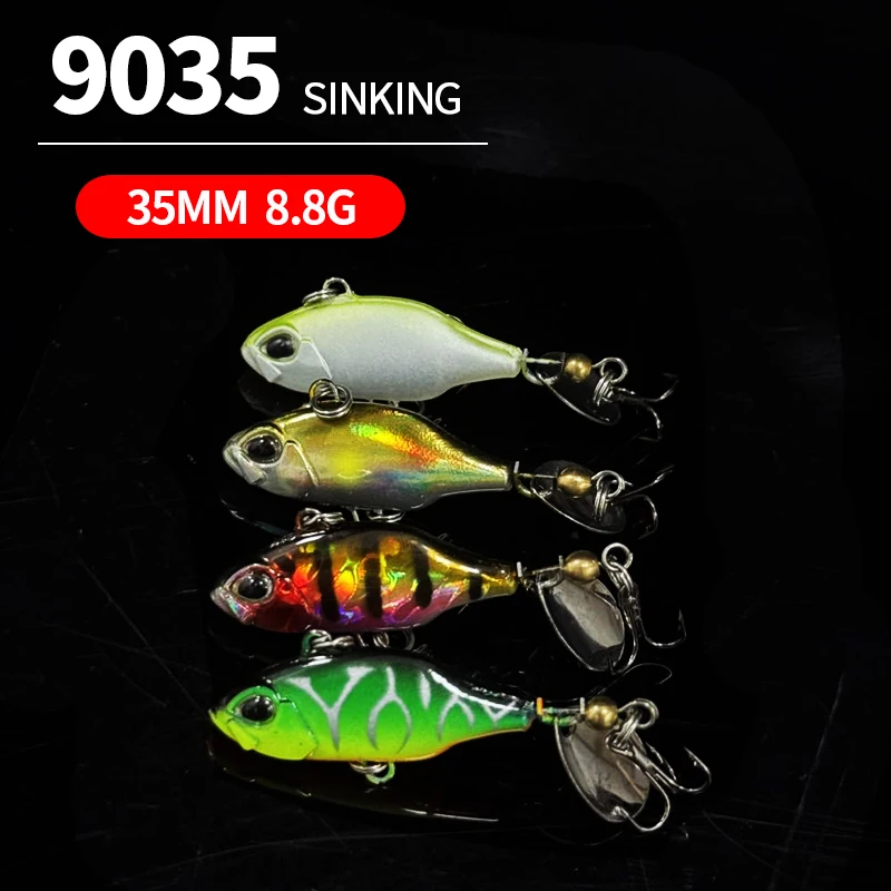 Señuelos de Pesca giratorios oscilantes de Metal VIB cebo de vibración 35mm 8,7g trucha Pesca de invierno cebos duros Spinner cuchara Vibra señuelo Pesca