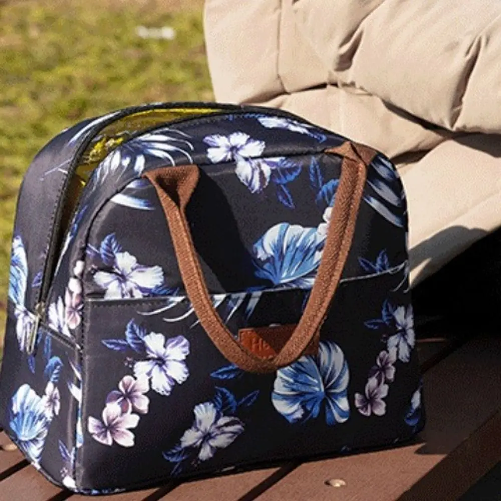 Bolsas de Picnic de Color flor para almacenamiento al aire libre, bolso con aislamiento térmico, bolsa de almuerzo con aislamiento portátil, refrigerador de tela Oxford para adolescentes - imagen 3