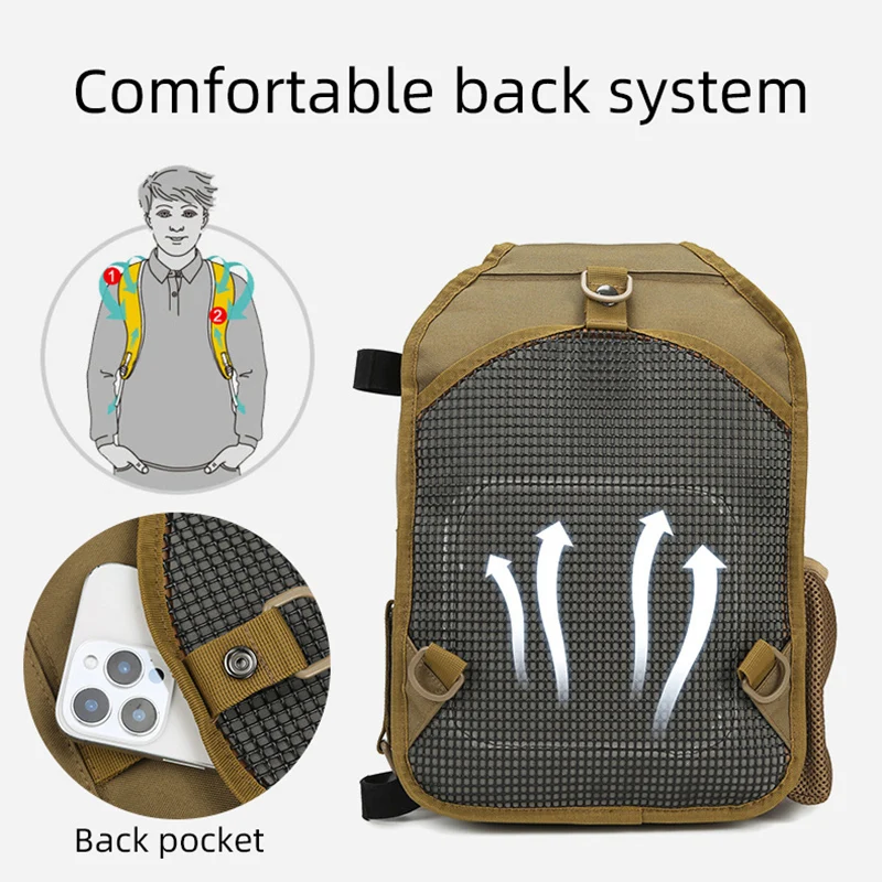 Bolsa de pecho de pesca táctica con señuelo, gran almacenamiento, escalada al aire libre, Camping, caza, bolsos de hombro Molle, Mochila deportiva portátil para hombres - imagen 4