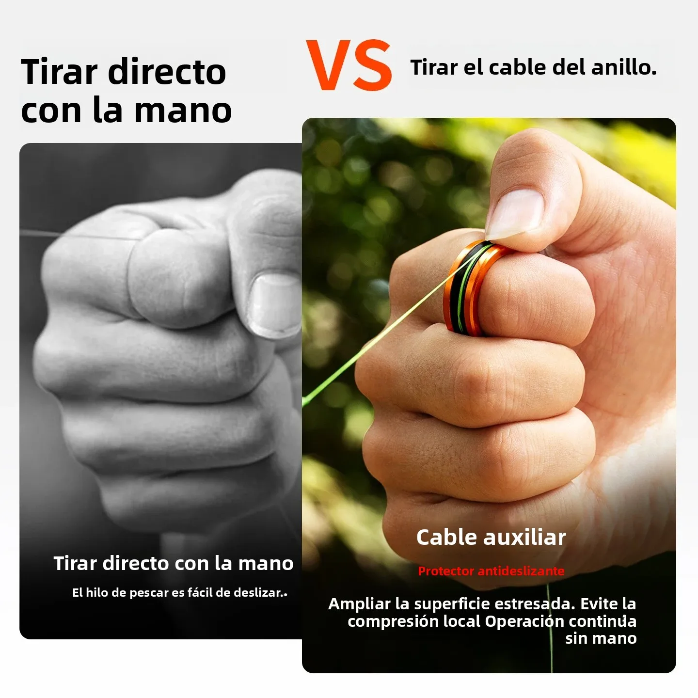 Anillo de cable de aleación, corte de línea rápida, antideslizante, protege las manos/carrete de pesca, apretar el nudo líder, herramientas de pesca, 1 ud./2 uds. - imagen 3