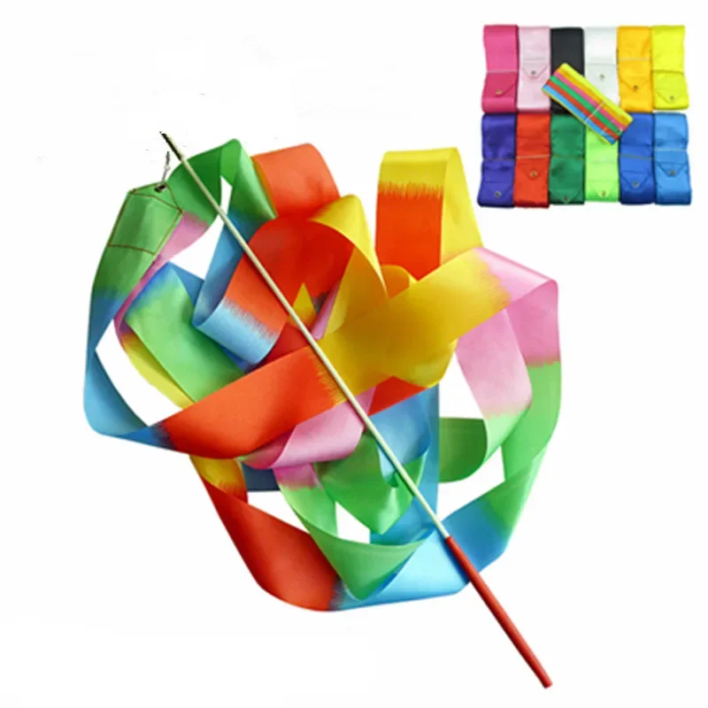 Cintas coloridas para gimnasio de 4M, cinta de baile, arte rítmico, serpentina de Ballet gimnástico, varilla giratoria para entrenamiento de gimnasia profesional - imagen 2