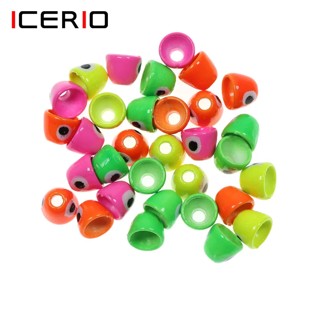 ICERIO cuentas de cabeza de cono de latón para atar moscas, pintura UV, Streamer Minnow, pesca en agua salada, 20 piezas