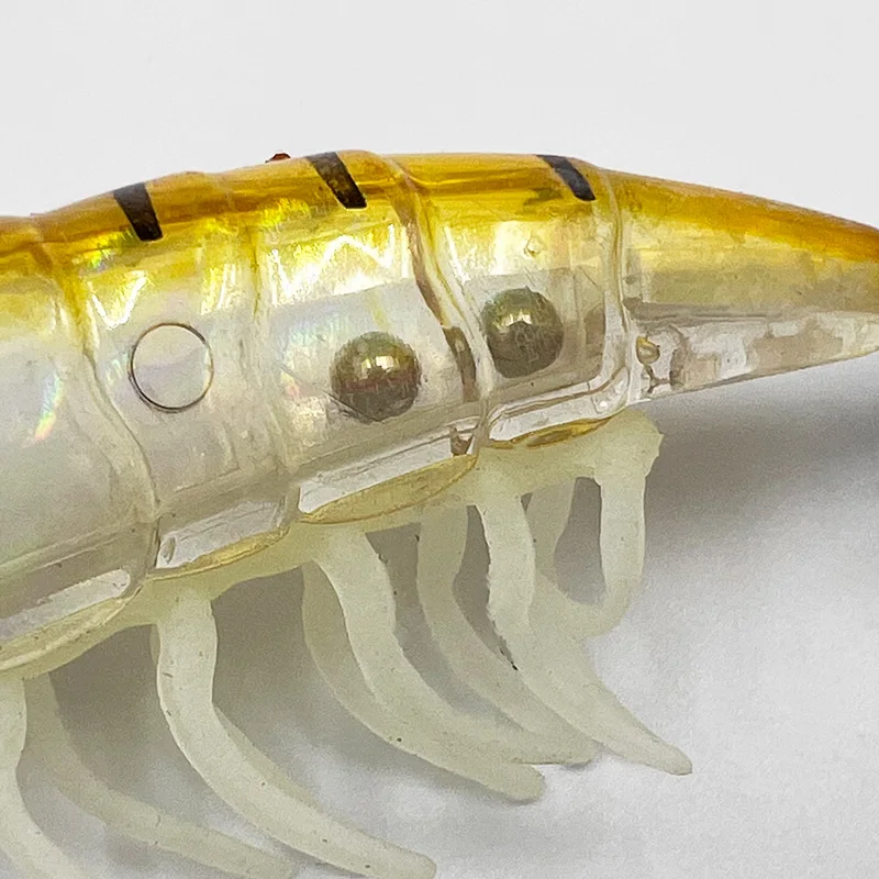 9 unids/bolsa plomo plomo pie suave cebo de pulpo calamar plantilla gancho simulación camarón cebo falso luminoso madera falsa camarones señuelos - imagen 5