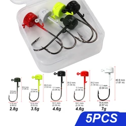 5 unids/caja Ned Rig anzuelos de pesca 2,8g 3,5g 4,6g 7g cabeza de anzuelo seta para señuelos blandos aparejos de Jigging herramienta fina anzuelo de púas afilado