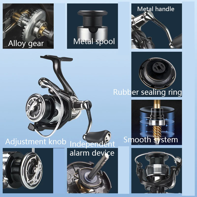 Carrete de pesca DEUKIO de agua salada LEXA 2000-7000 serie 3 + 1 BB carrete giratorio de Metal arrastre máximo 10kg lanzamiento de señuelo al aire libre - imagen 5