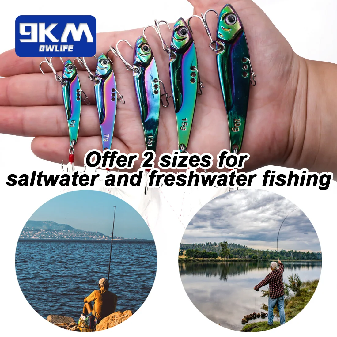 Señuelos de pesca de agua salada, 5 ~ 20g, cucharas, señuelos de Jigging, VIB, hundimiento, Señuelos de pesca de agua dulce para lubina, trucha, salmón - imagen 5