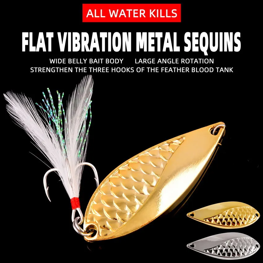 12 Uds. Señuelo de Pesca con cuchara de Metal, cebo de 50g, 40g, 30g, señuelo que se hunde, cebo de Pesca dorado, cebos duros artificiales, señuelo de basura, Pesca Spinnerbait - imagen 5