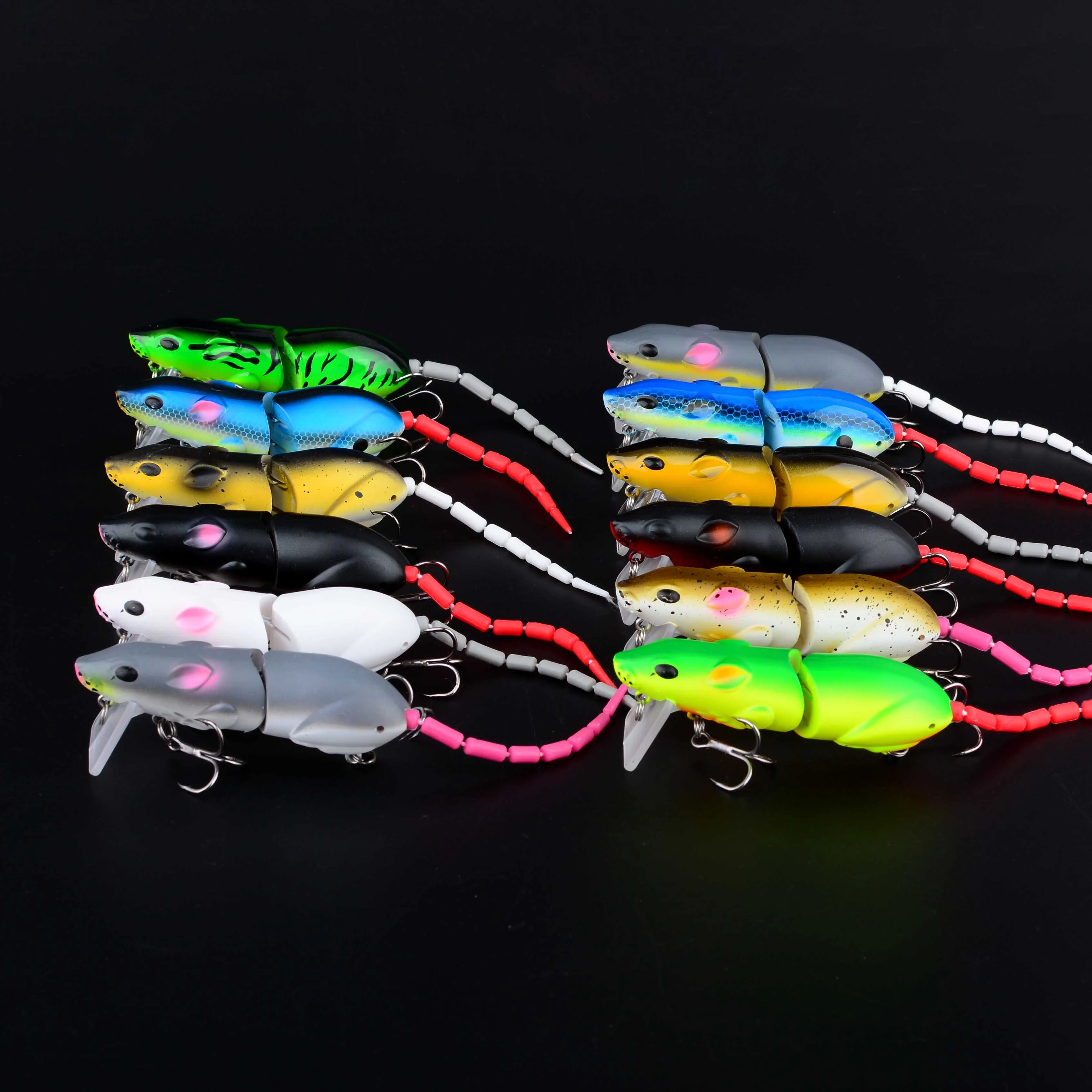 Señuelo de pececillo de ratón, Jerkbait biónico flotante, superficie Wobbler, cebo duro Artificial, aparejos de Lucio, 12 Uds. - imagen 4