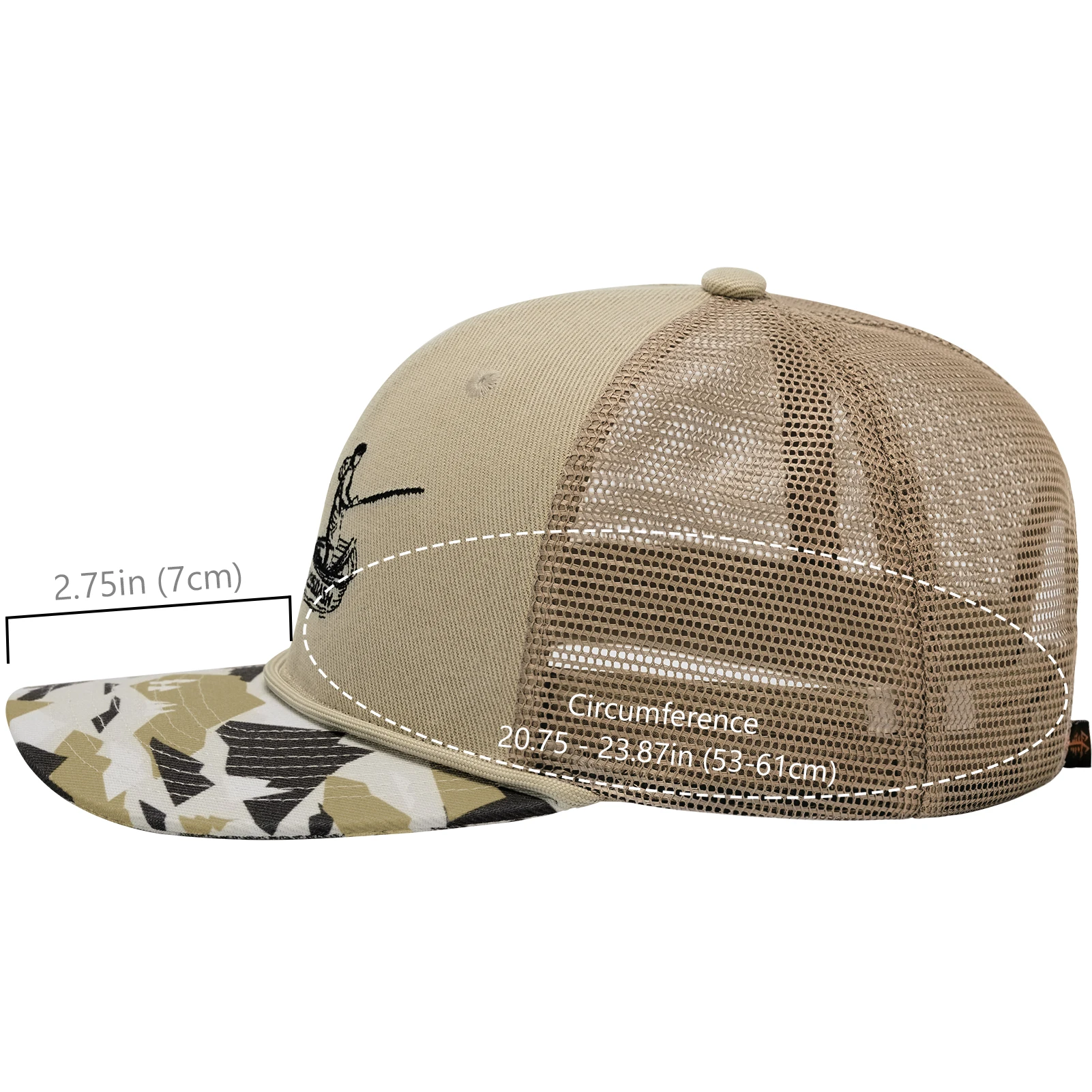 BASSDASH sombrero de camionero de cuerda de camuflaje, gorra de béisbol bordada ajustable, parte trasera de malla para pato, ciervo, caza, pesca con mosca, Camping - imagen 4