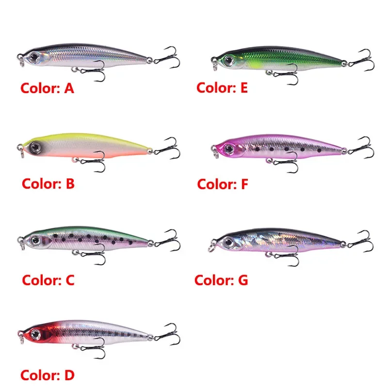 Señuelo de pesca con lápiz que se hunde, 1 unidad, 6,3 cm, 6g, cebo duro Artificial de plástico con 10 #   Ganchos para aparejos Bass Pike - imagen 5