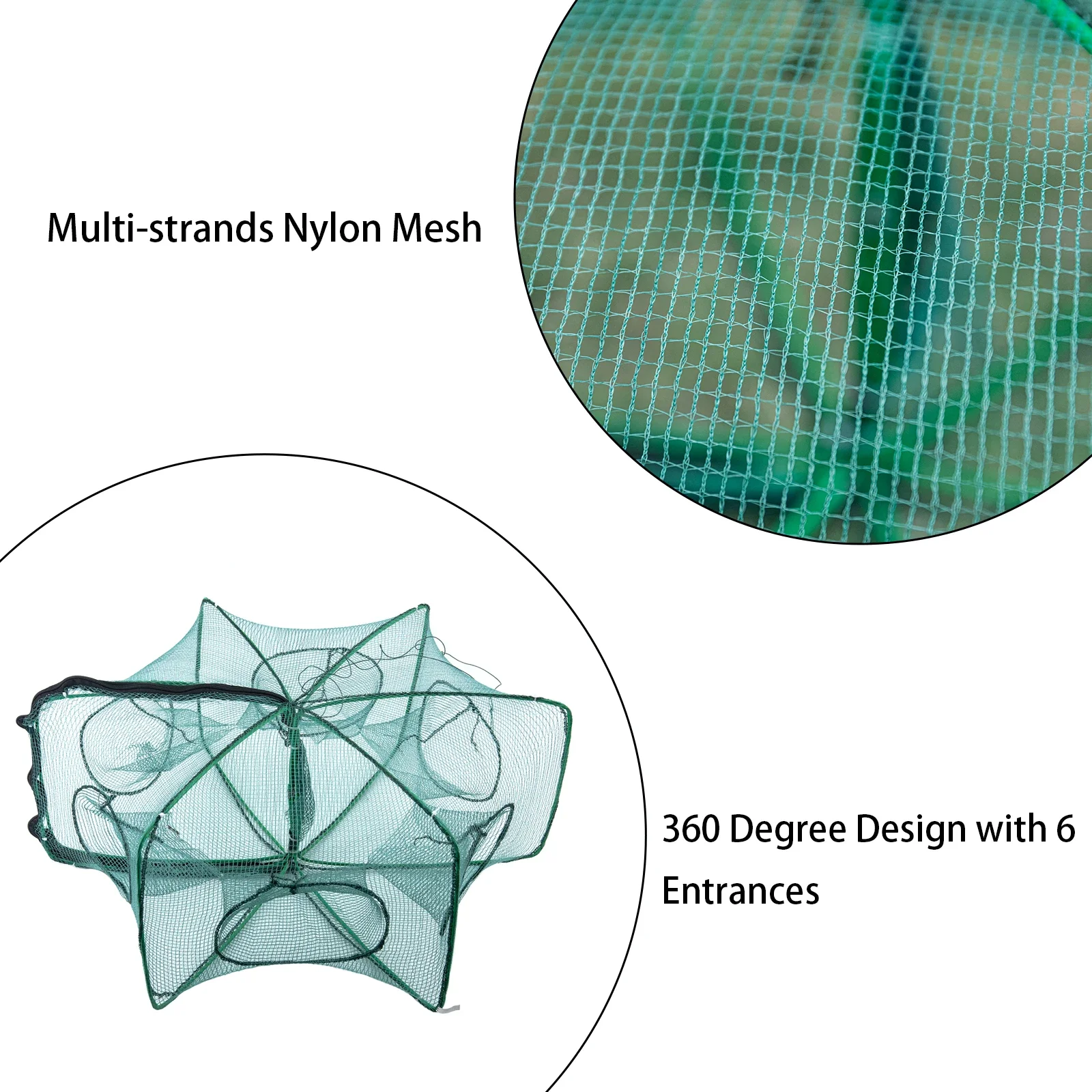 Goture-red de pesca de mano automático portátil, 6 agujeros, red hexagonal para peces, redes de fundición, cangrejo, camarones, trampa, jaula, herramienta de malla - imagen 3