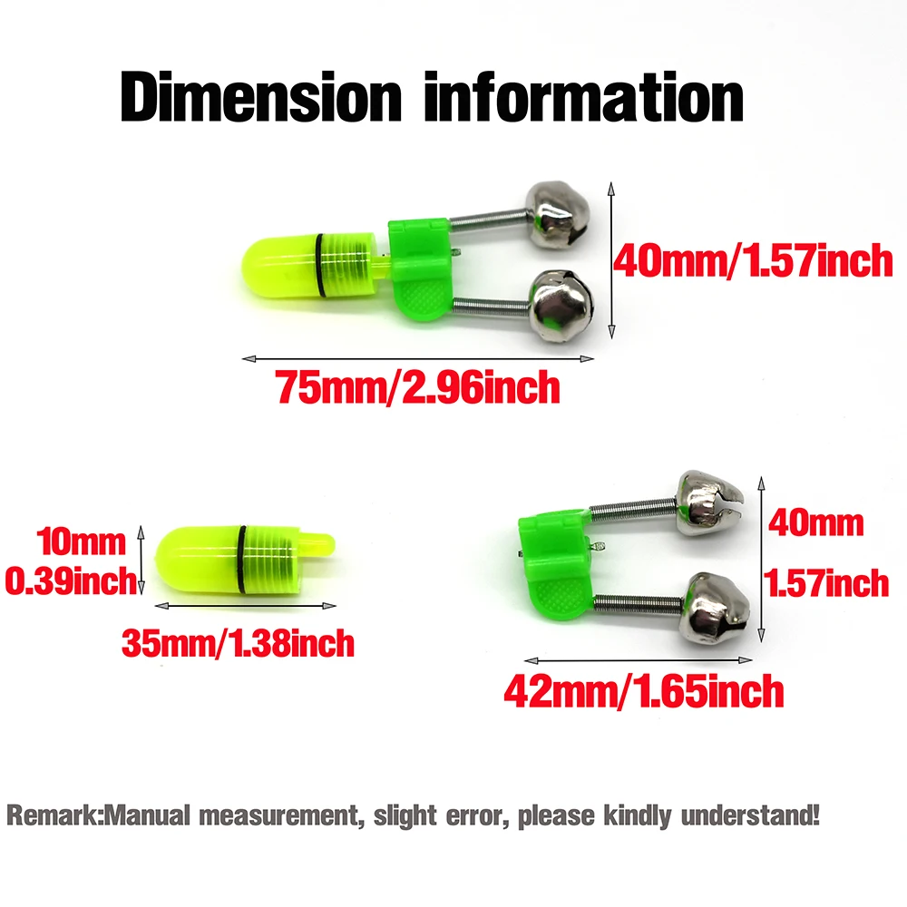 MNFT-caña de pescar nocturna Led, cebo para morder, luz de alarma, campanas gemelas, Clip, alertador, herramientas prácticas para pesca en el mar, 10 juegos/20 juegos/30 juegos - imagen 5