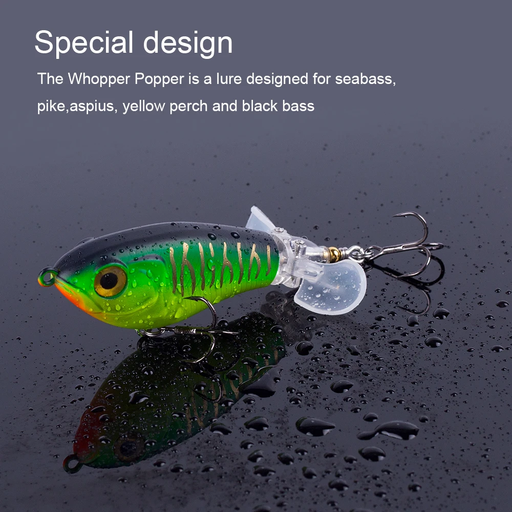 Hanlin Topwater-Cebo duro Popper Whopper, lápiz de plástico de cola giratoria suave, señuelo de pesca Artificial, aparejos de Lucio, 65/85mm, 9/16g - imagen 4