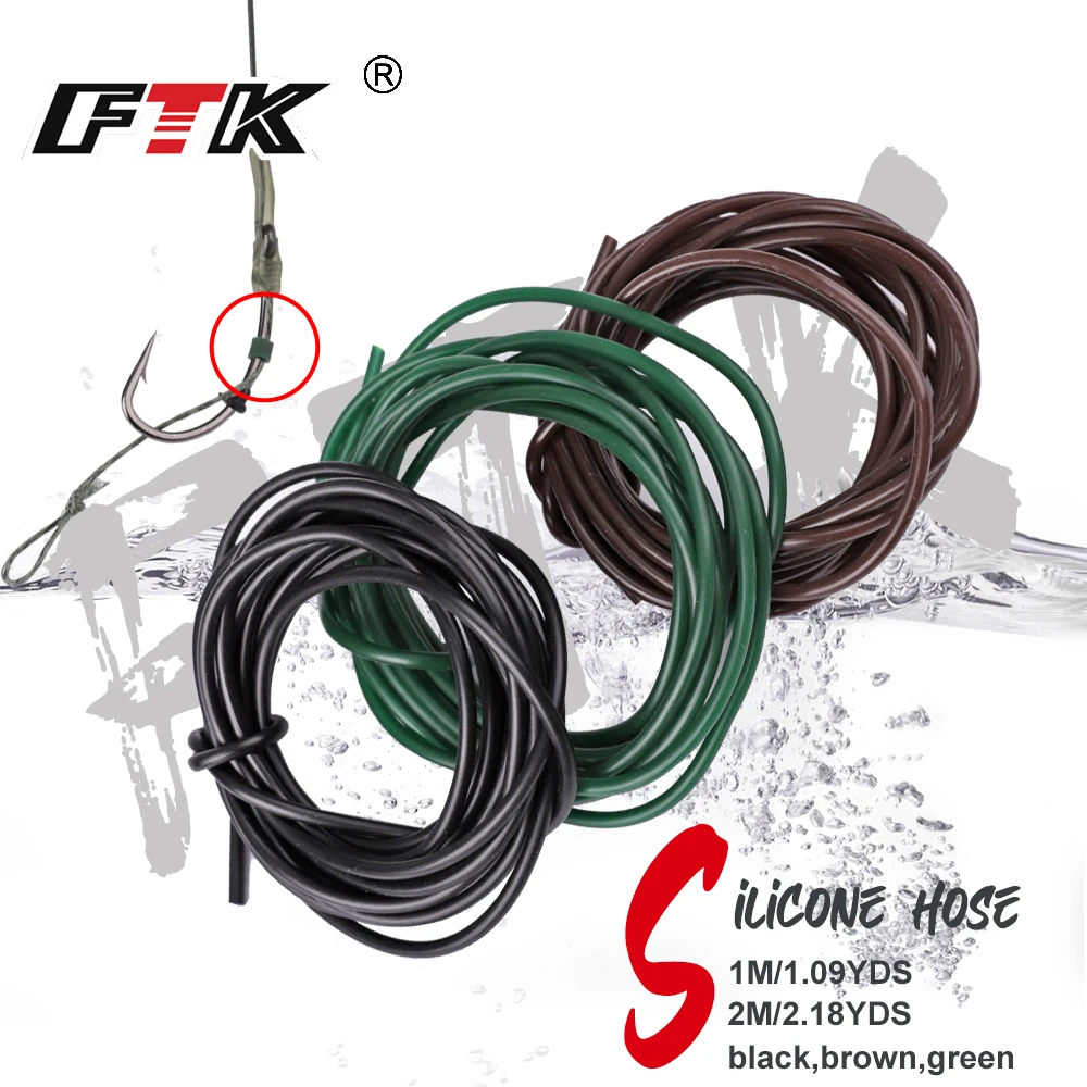 FTK 1M/2M tubo de pesca verde/negro/marrón mangas de pesca de silicona suave aparejo de pesca gancho línea tubo herramienta de aparejos de pesca - imagen 2
