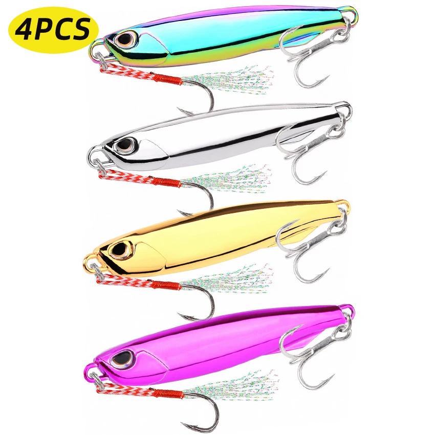 Juego de señuelos de Metal fundido para pesca de lubina, 4 piezas, 10g, 15g, 20g, 30g, 40g, 60g, 80g - imagen 5