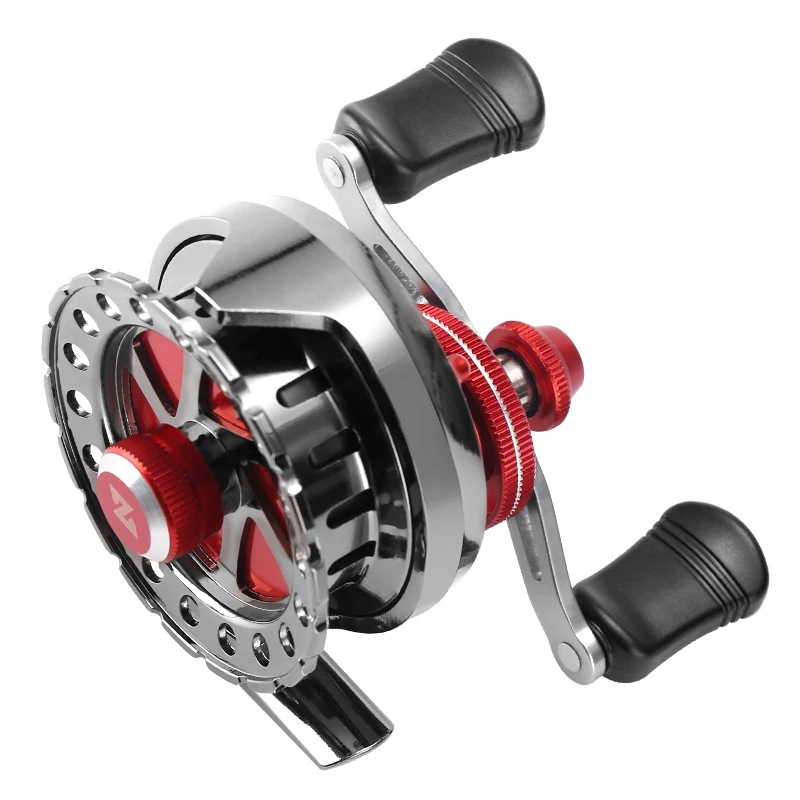 Carrete de hielo de Metal completo de velocidad del viento HISTAR, relación 2,8:1, 6 + 1 rodamientos de bolas, perilla de goma, carrete de pesca con capacidad de línea de 169G, 0,23mm/100m - imagen 3