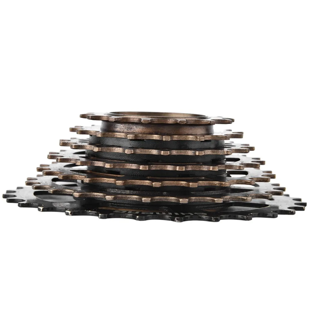 14-28T Fietsvrijloop Koolstofstaal Zwart en Bruin Fietscassettetandwiel 7-speed Eenvoudige installatie