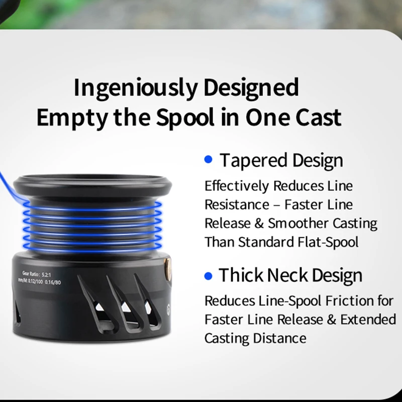 Huidiao carrete de pesca giratorio ligero sin respaldo 5 + 1BB fundición suave relación de engranaje 5,2: 1 con mango atornillado de Metal CNC - imagen 5