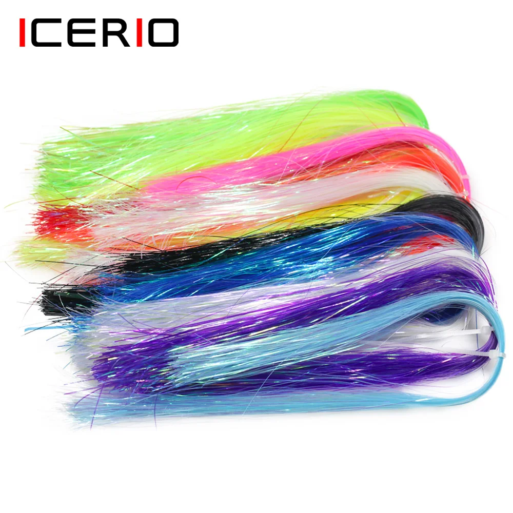 ICERIO 1/69 "0,4mm UV ala de hielo oropel plano cristal Grizzly Barrado Flashabou atado de moscas materiales para serpentinas ninfas plantillas