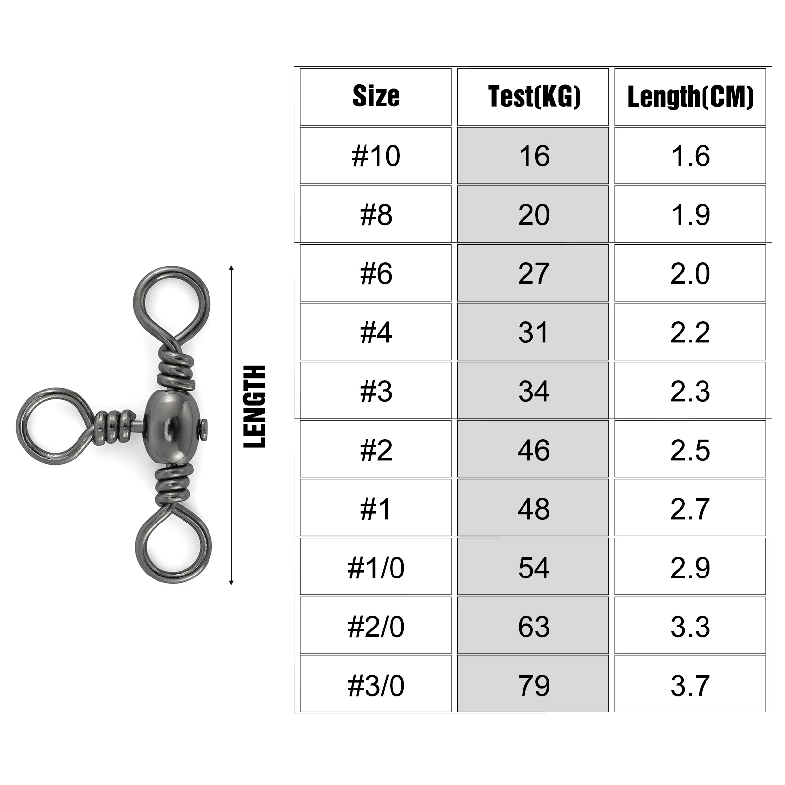 30 Uds. Conector de línea de gancho para aparejos de bagre de latón y acero inoxidable de 35-175lb giratorio de 3 vías para aparejos de pesca de Surf, tiro directo, agua salada - imagen 2