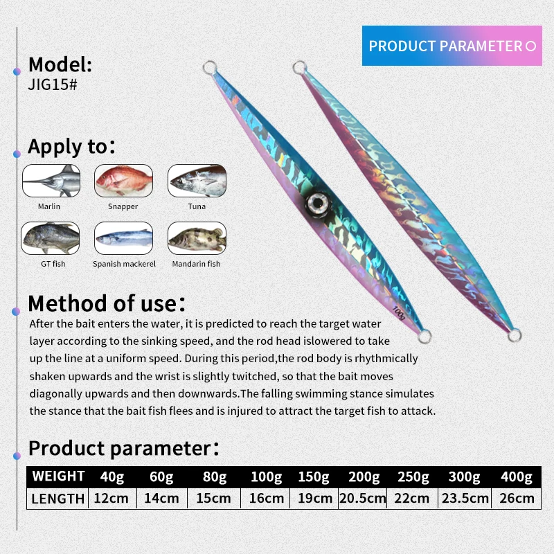 TEASER-señuelo de Jigging de hundimiento lento para pesca de lubina, cebo de agua salada, carpa, trucha, pesca, anzuelo de asistencia, 60g-500g - imagen 2