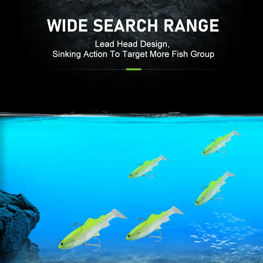 Kingdom-señuelo de Pesca suave, 38g, 120mm, cola Artificial en T, cebo de silicona, anzuelos triples, Swimbait Wobblers, aparejos de Pesca lubina - imagen 5